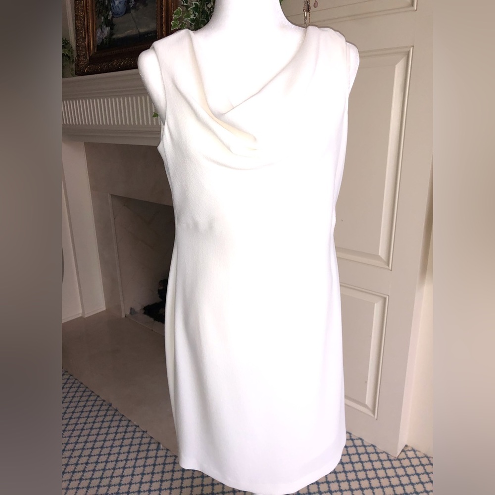 Worth Ivory Crepe Cowl Neck Sheath Dress New Size 8